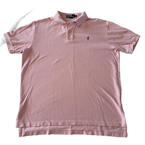 Polo Ralph Lauren Golf Shirt Classic Mens Large Pink w/Blue Pony Short Sleeve